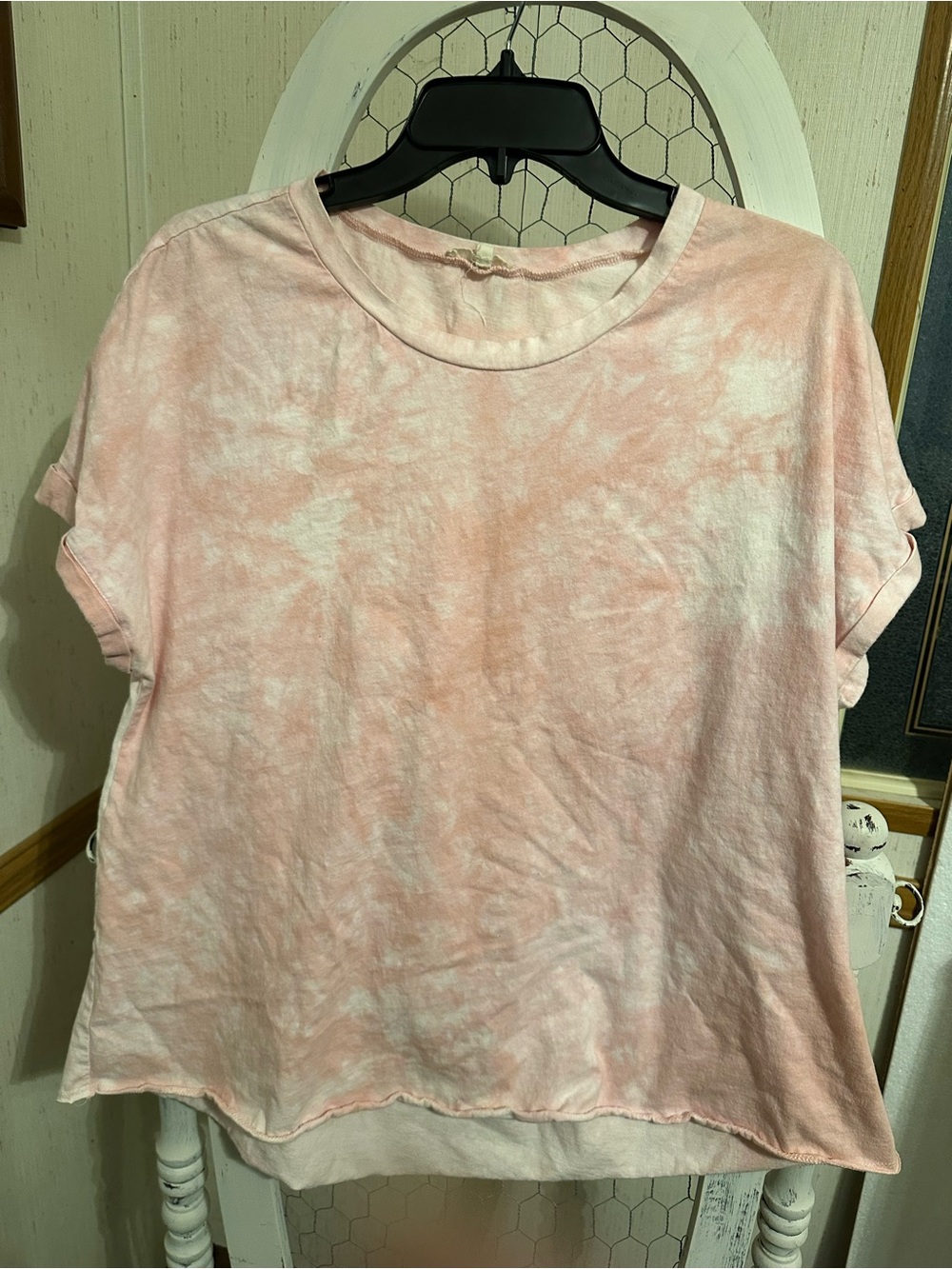 easel Pink Tie-Dye Crew Neck Short Sleeve Tee